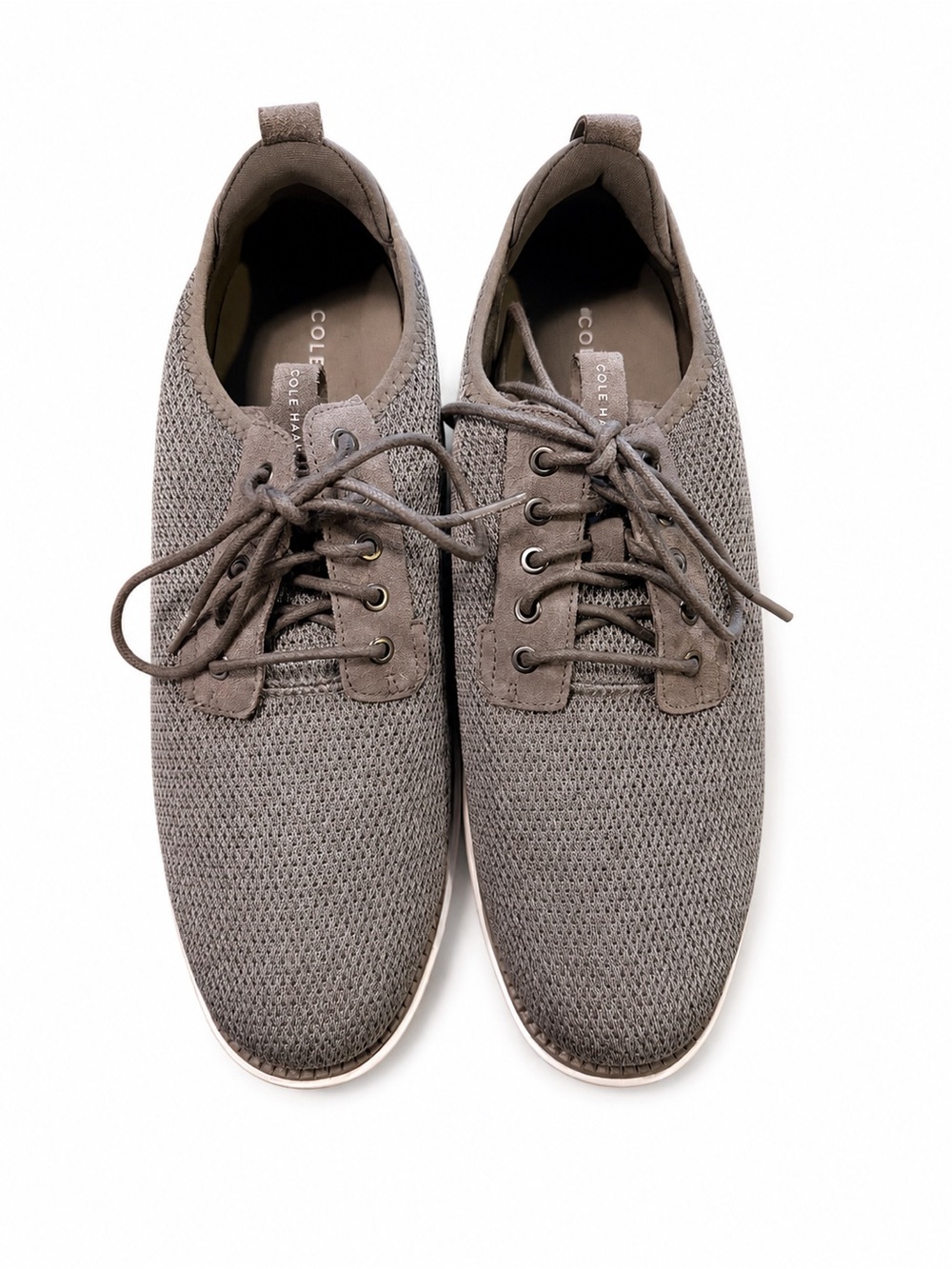 Cole Haan Men's Taupe Gray Knit Lace-Up Oxfords